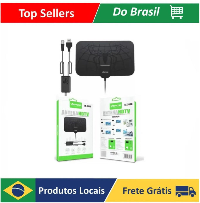 Antena Interna + Amplificador de Sinal HDTV para Receber TV Digital - PopLarWeb