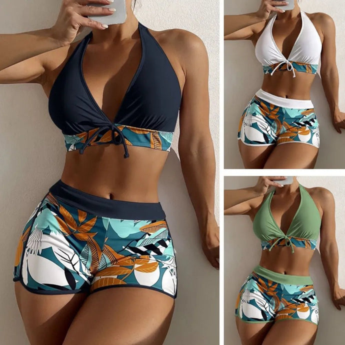 Biquíni Estampado com Renda: Conjunto Feminino, Maiô Esportivo, Ideal para Natação, Surfe e Praia - 2 Peças - PopLarWeb