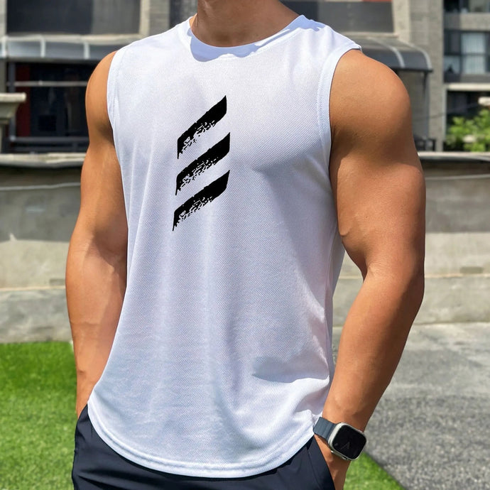 Camiseta Esportiva sem Mangas e Gola Redonda Masculina em Malha para Atividades Fitness - PopLarWeb