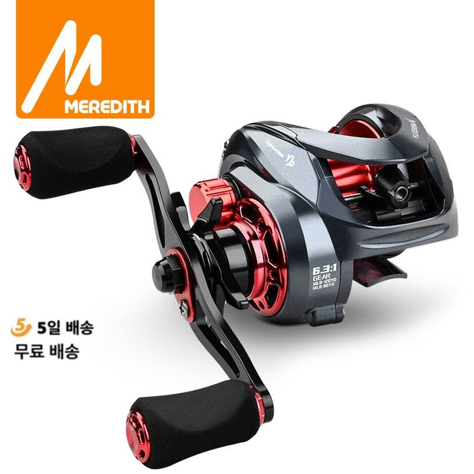 Carretilha CR01/CR03 Series 6.3:1 MEREDITH Gear Ratio High Speed Baitcasting Reel, Sistema de Freio Magnético para água salgada ultraleve - PopLarWeb