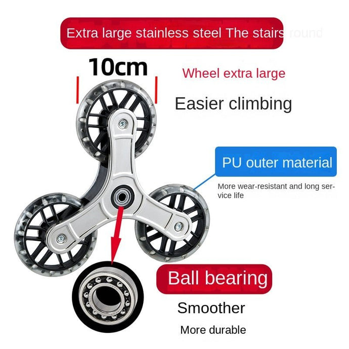 Carrinho de compras Easy Climbing para mercearia, Universal PU Roda Triangular Cristal para escada resistente ao desgaste - PopLarWeb