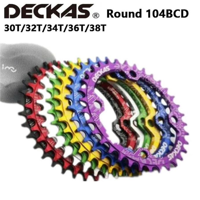 Coroa Deckas-Round Narrow Wide Chainring Mountain Bike Teeth 104 BCD - variantes 32T, 34T, 36T, 38T - PopLarWeb