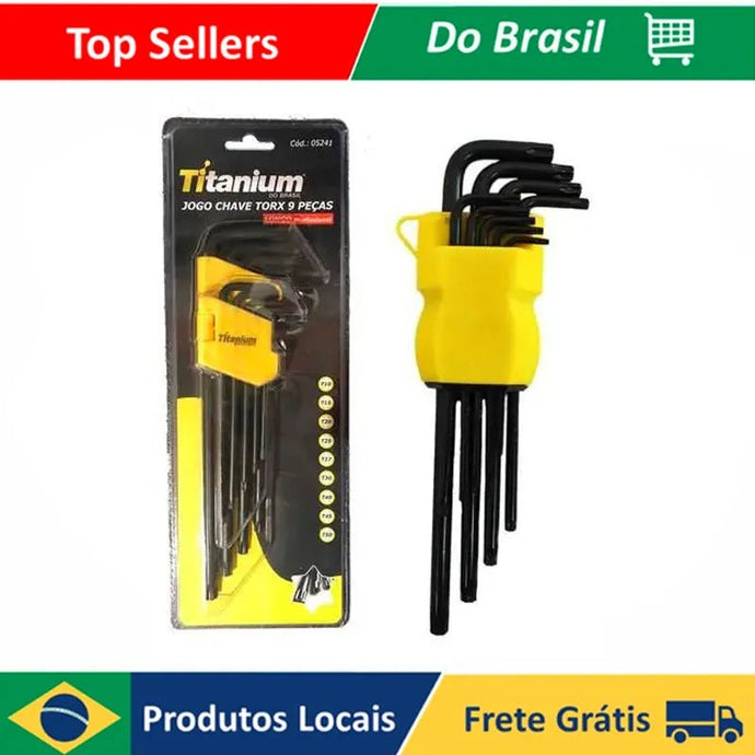 Jogo De Chave L Torx T10 A T50 9 Peças Curto Aço Carbono Titanium - PopLarWeb