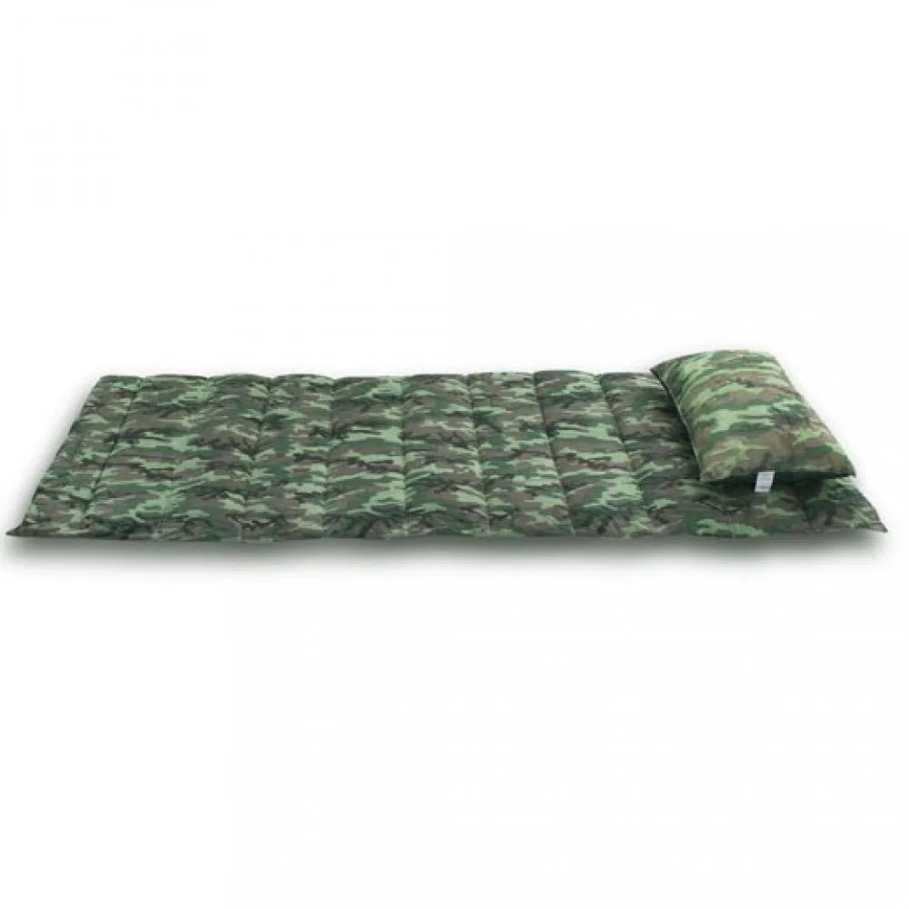 Kit Colchonete e Travesseiro Acampamento Camping Solteiro Pesca Retiro Ginástica 188x78cm Camuflado - PopLarWeb