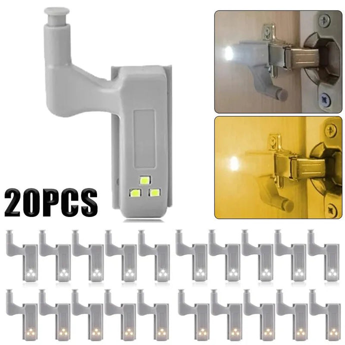 Kit de Luz LED para Dobradiça Universal para Portas de Armário com Sensor - Ideal para Quartos, Cozinhas e Luz Noturna de Armários - PopLarWeb