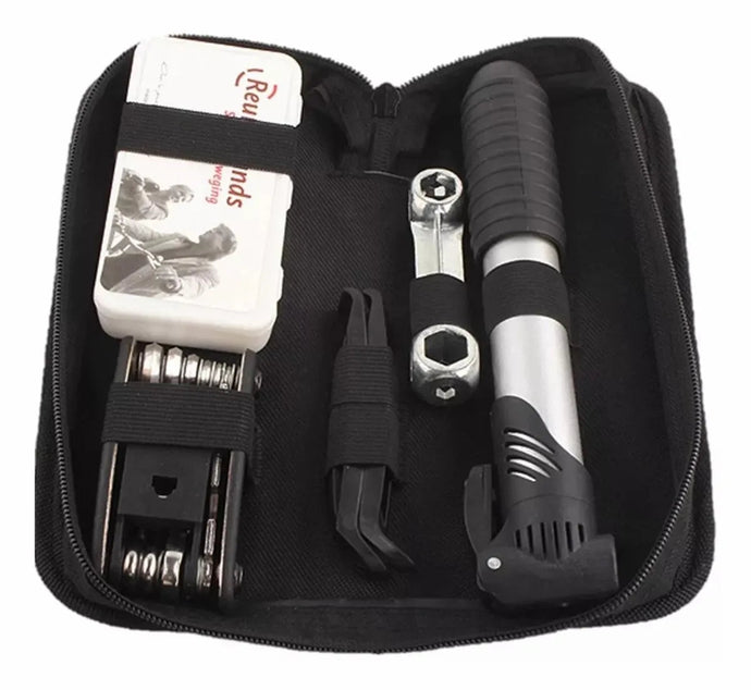 Kit Ferramentas Bicicleta Completo Bomba De Ar Bolsa Quadro - PopLarWeb