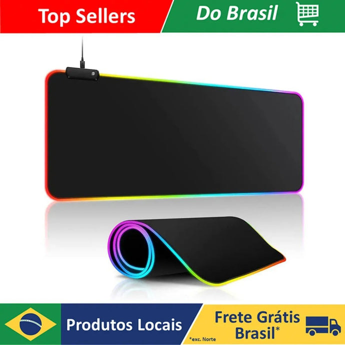 Mouse Pad para Gamer: Velocidade Máxima, com 7 Linhas RGB e Medidas de 300mm x 800mm - PopLarWeb