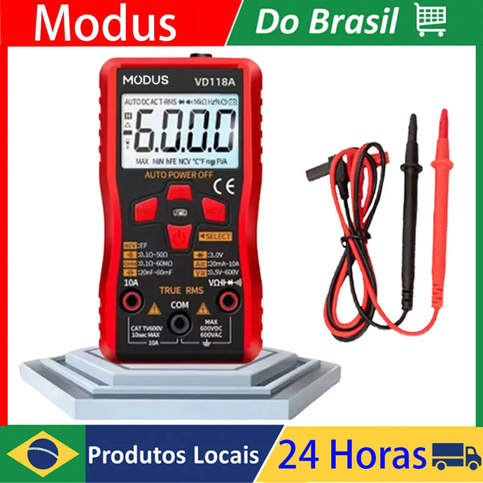 Multímetro Digital Profissional de Faixa Automática de Precisão AC/DC, Ohm, Hz e Detecta Tensão Viva (NCV) Rapidamente - PopLarWeb