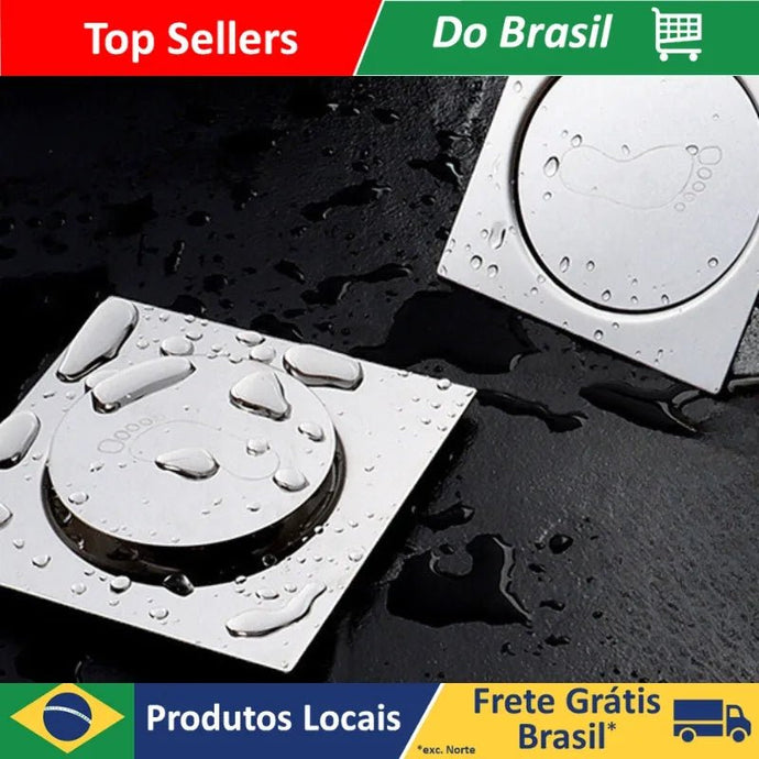 Ralo Inteligente em Aço Inox Click UP Quadrado 10x10cm Cromado Banheiro - PopLarWeb