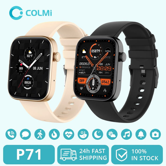 Smartwatch COLMI P71 Masculino Monitoramento de saúde IP68 Notificações inteligentes à prova d'água - PopLarWeb