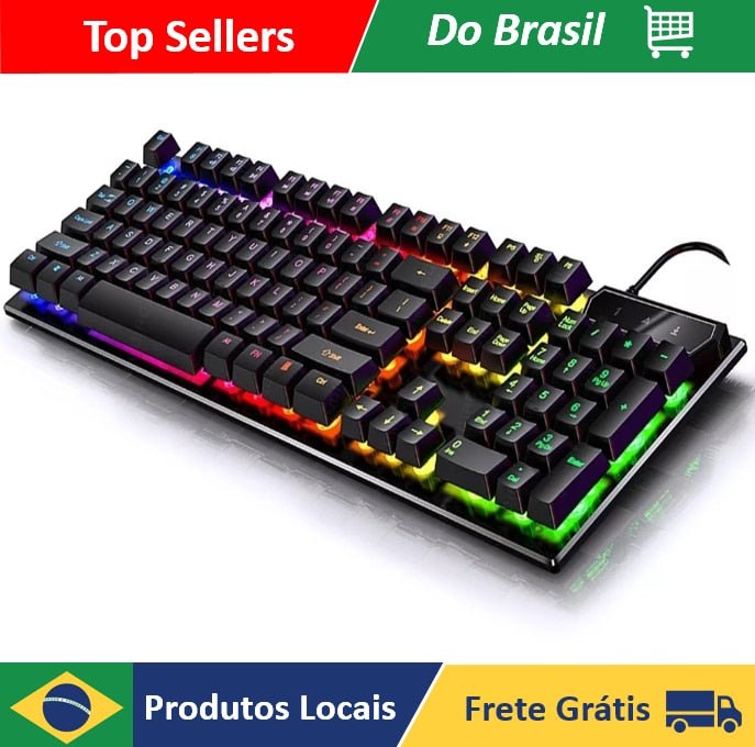 Teclado Gamer Semi-mecânico RGB LED retroiluminado Computador Pc Original - PopLarWeb