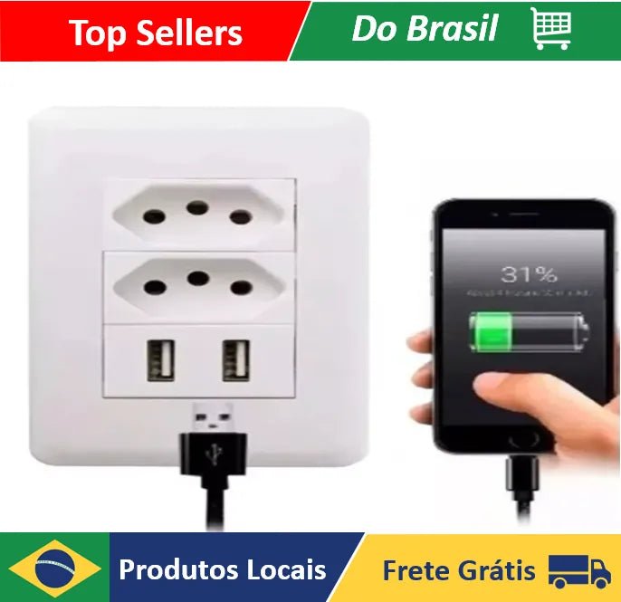 Tomada Parede Entradas Usb Carregador Universal Dispositivo - PopLarWeb